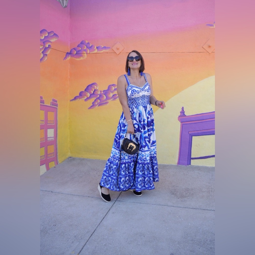 NEW Blue and White Printed Maxi Dress - Sleeveless Summer Sundress
